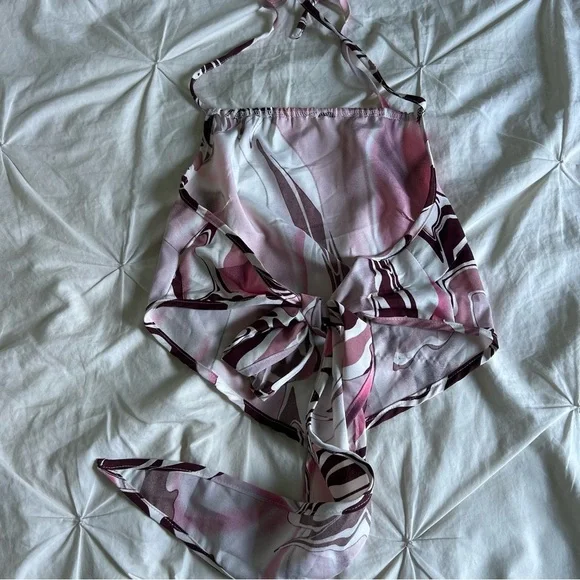 Shein Womens XS Pink and White Bandana Top - Picture 2 of 3